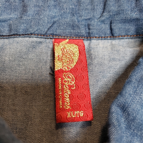 Apple Bottoms Blue Denim Button-Up Shirt Womens Size XL Y2K Streetwear Glitter - Picture 3 of 7